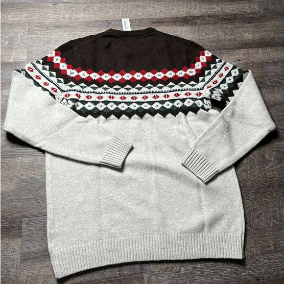 Old Navy Mens Pullover Sweater Tall Large Beige Holiday Style K8 - Picture 2 of 7